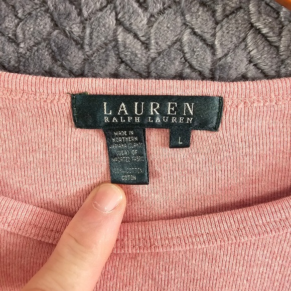 Lauren Ralph Lauren Pink Heathered Long‎ Sleeve Casual Shirt Top Women's Size L - Picture 5 of 7